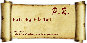 Pulszky Ráhel névjegykártya